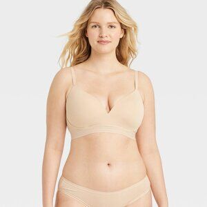 Auden Beige Wireless Lightly-Lined Everyday Bra